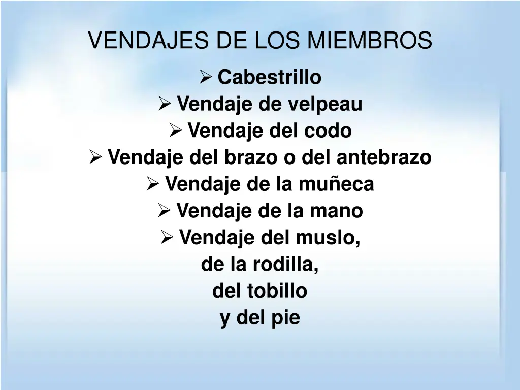 vendajes de los miembros