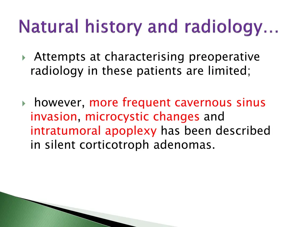 attempts at characterising preoperative radiology