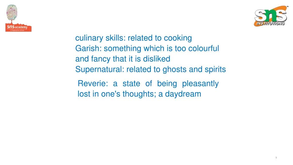 culinary skills related to cooking garish
