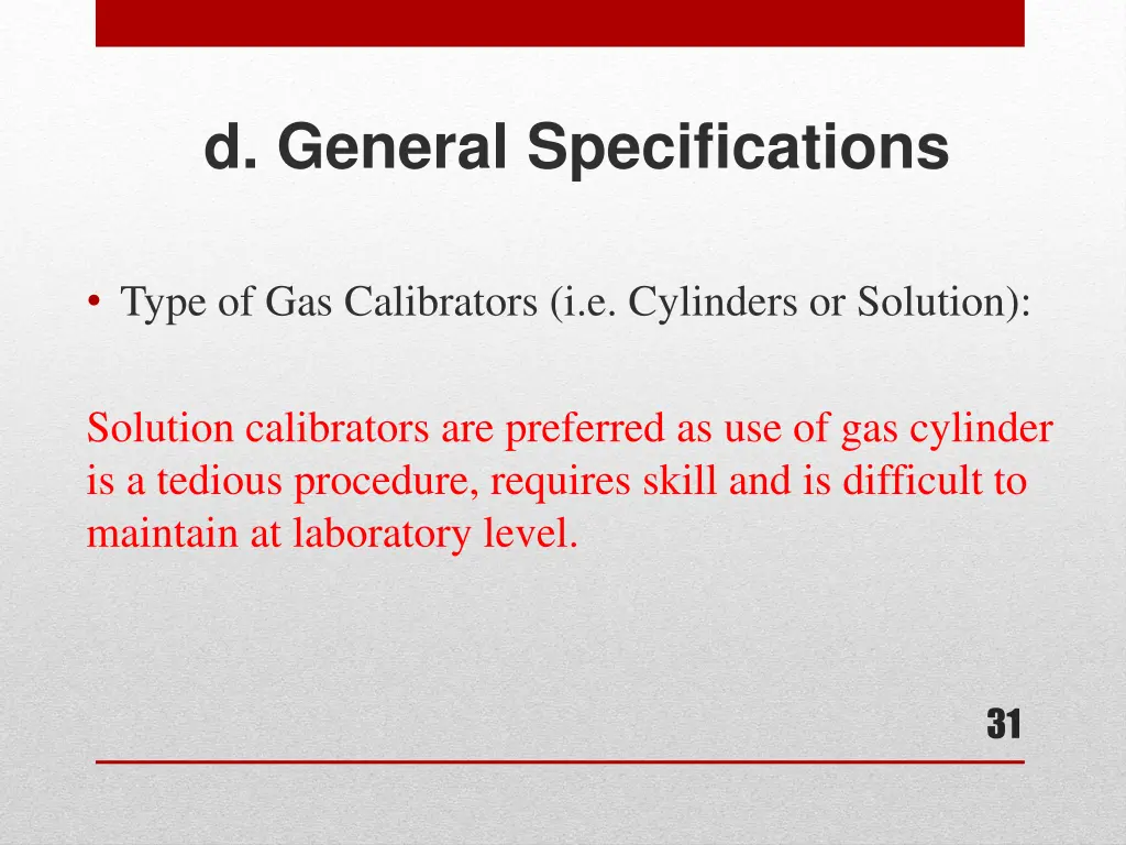 d general specifications