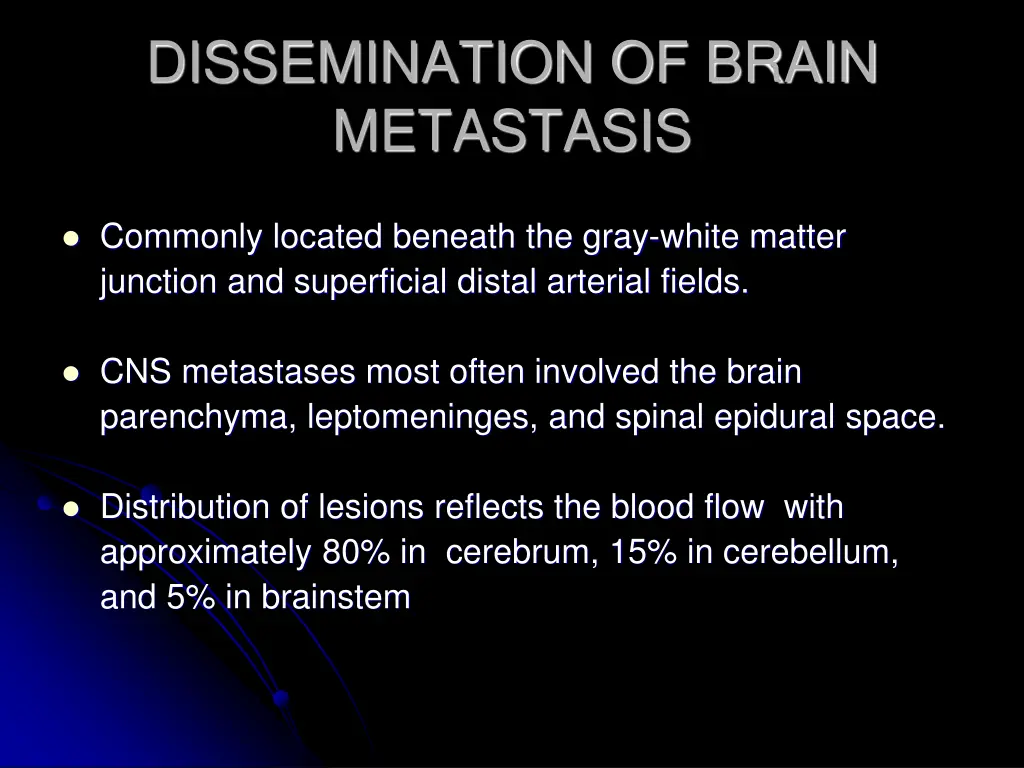 dissemination of brain metastasis
