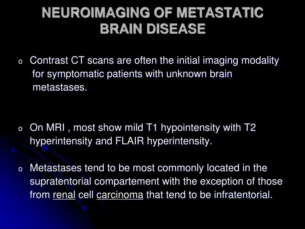 neuroimaging of metastatic brain disease