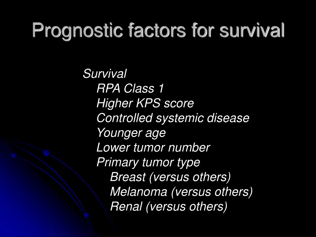 prognostic factors for survival