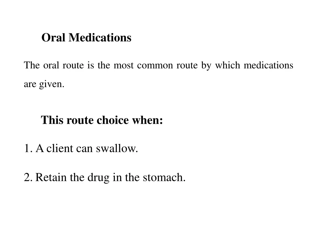 oral medications