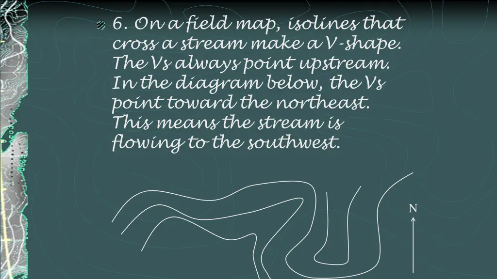 6 on a field map isolines that cross a stream