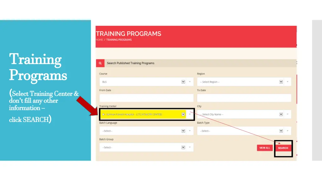 training programs select training center
