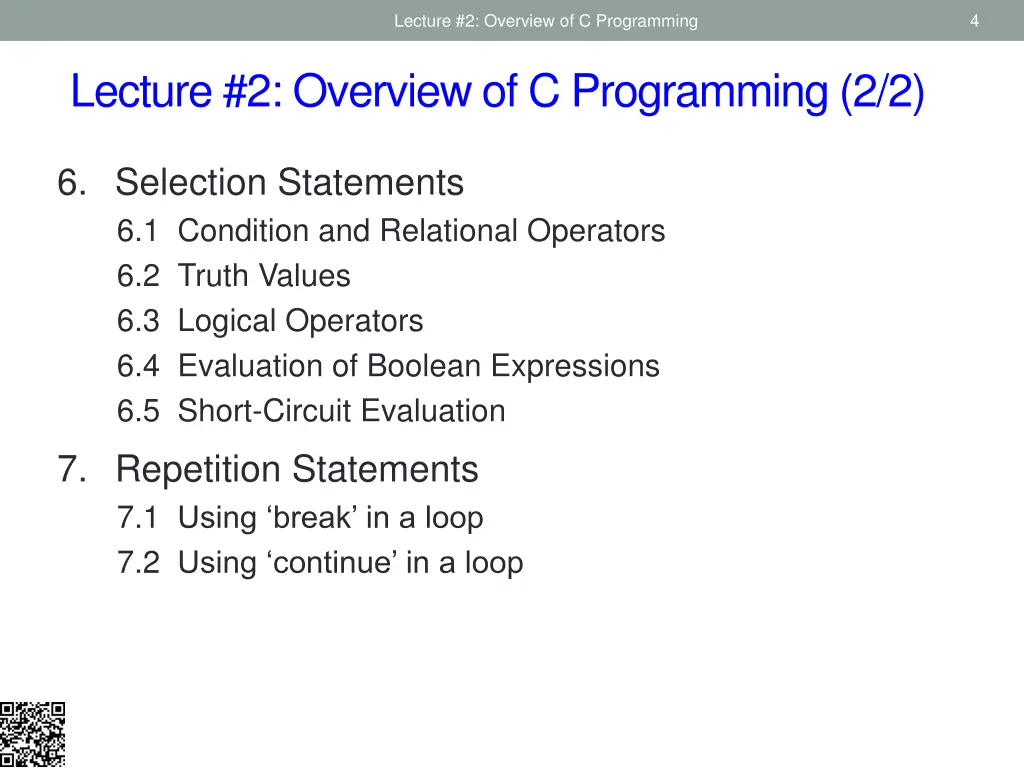 lecture 2 overview of c programming 1