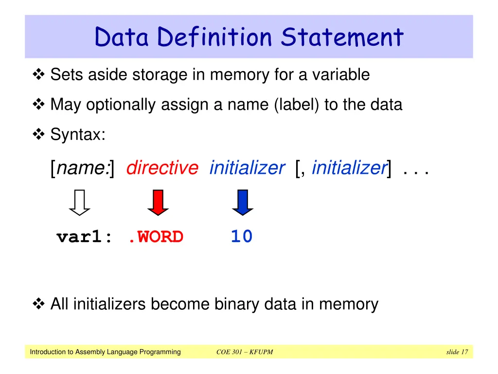 data definition statement