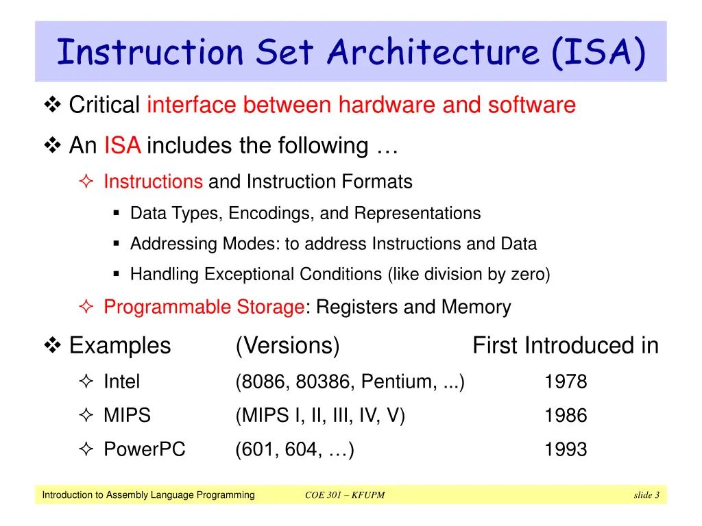 instruction set architecture isa