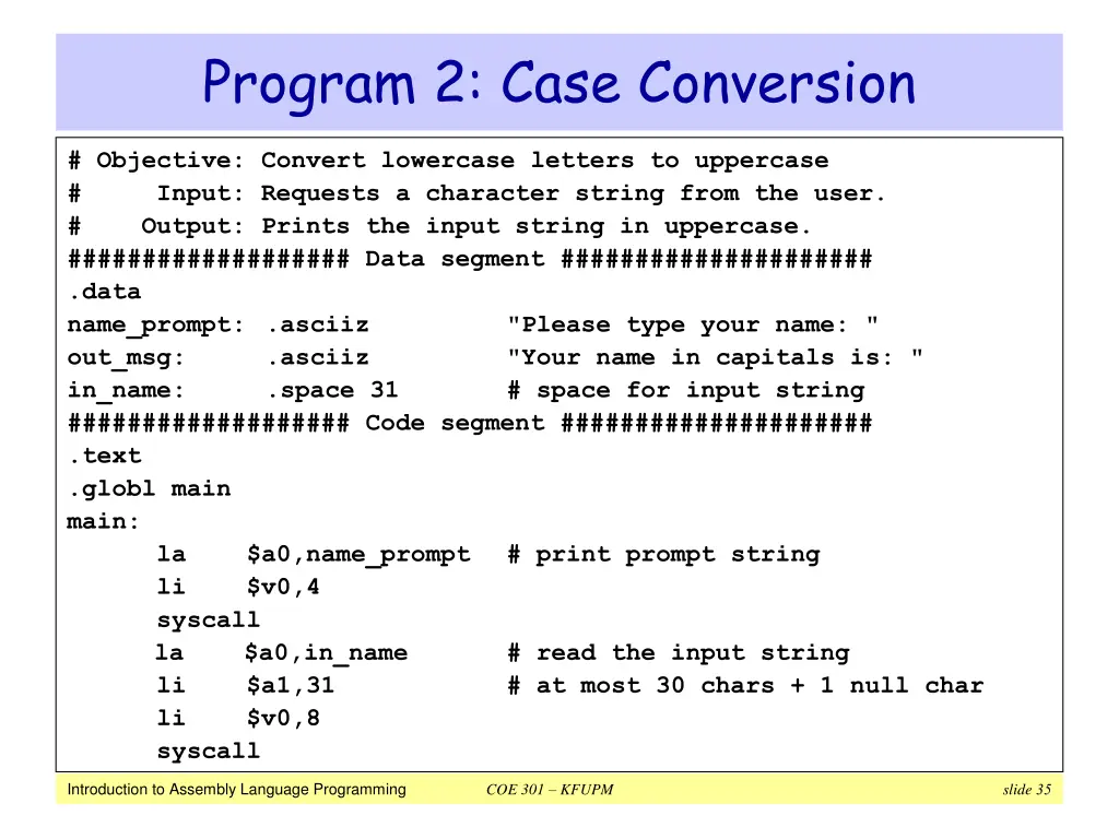program 2 case conversion