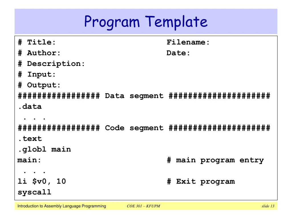 program template