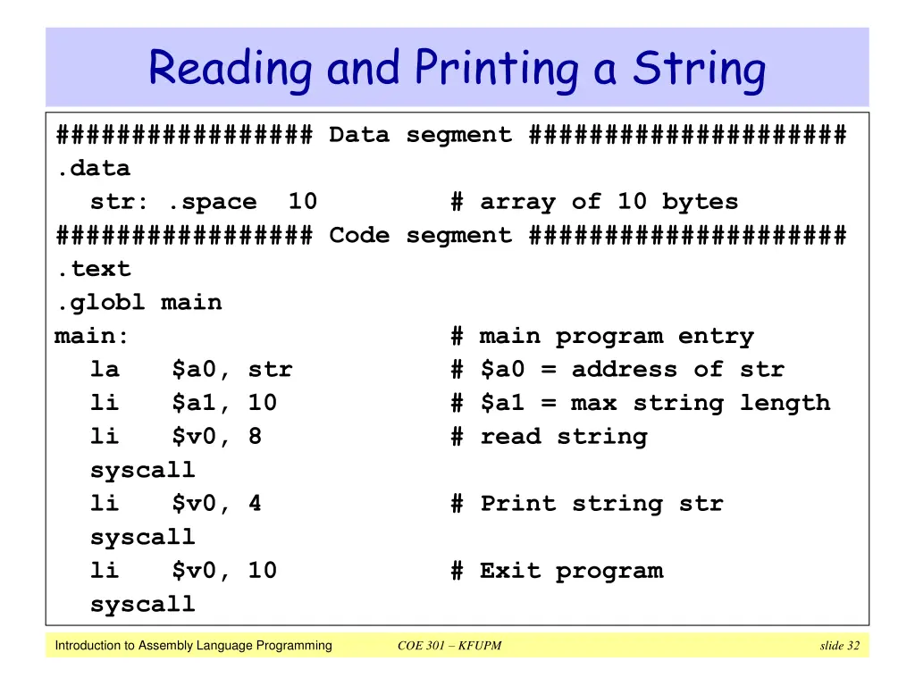reading and printing a string