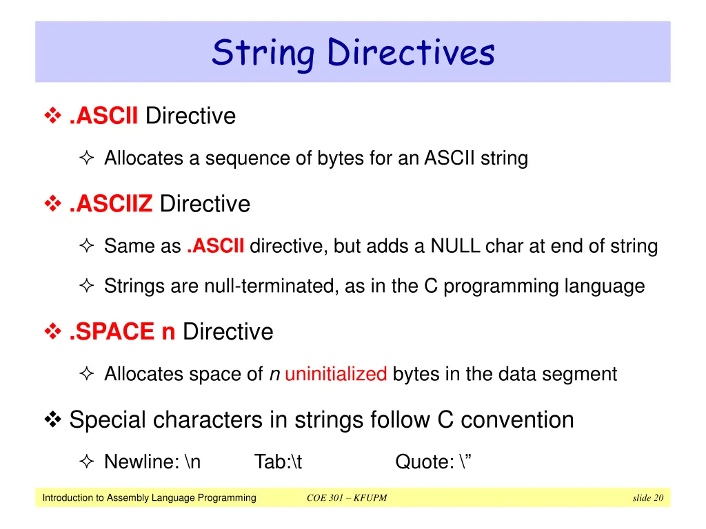 string directives