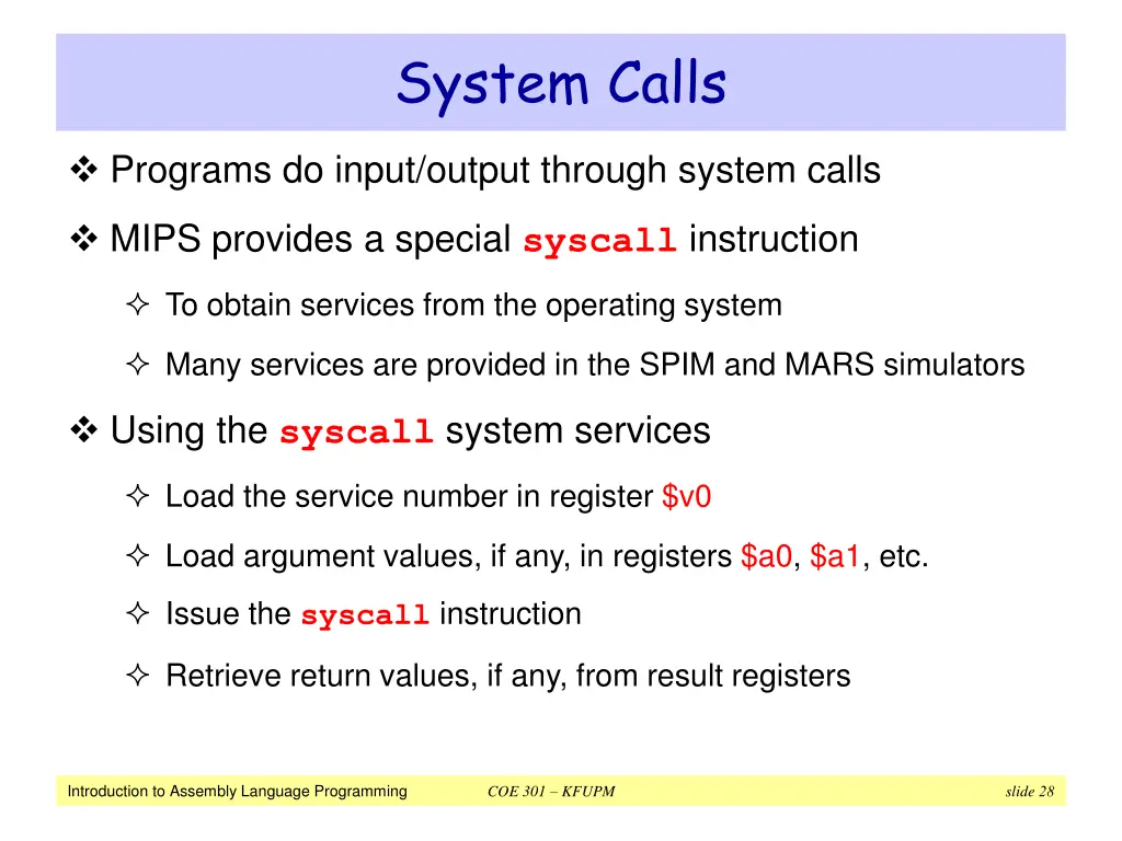 system calls