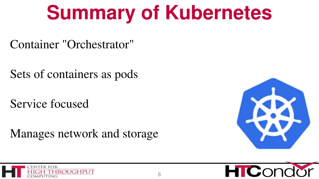 summary of kubernetes