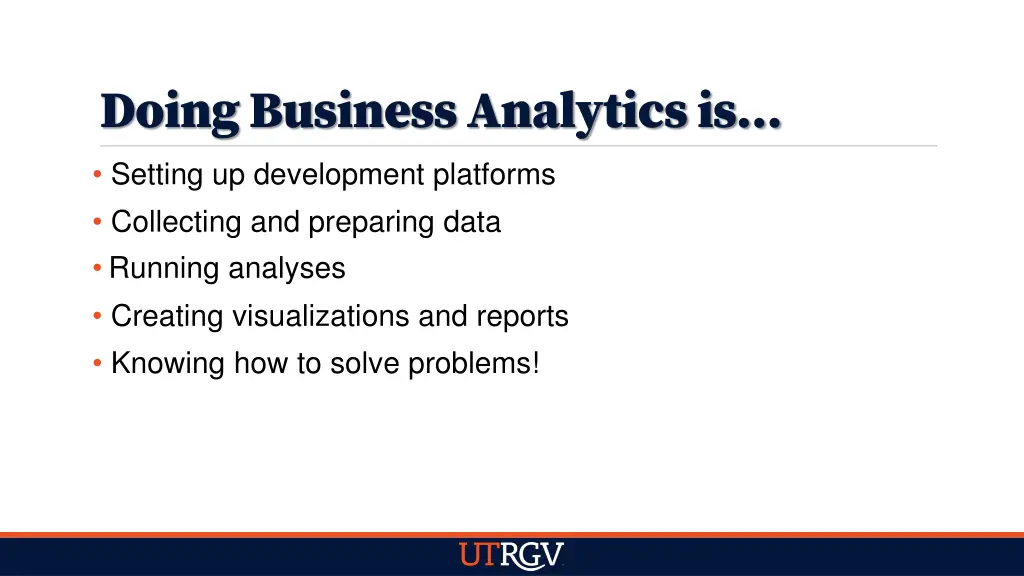 doing business analytics is setting