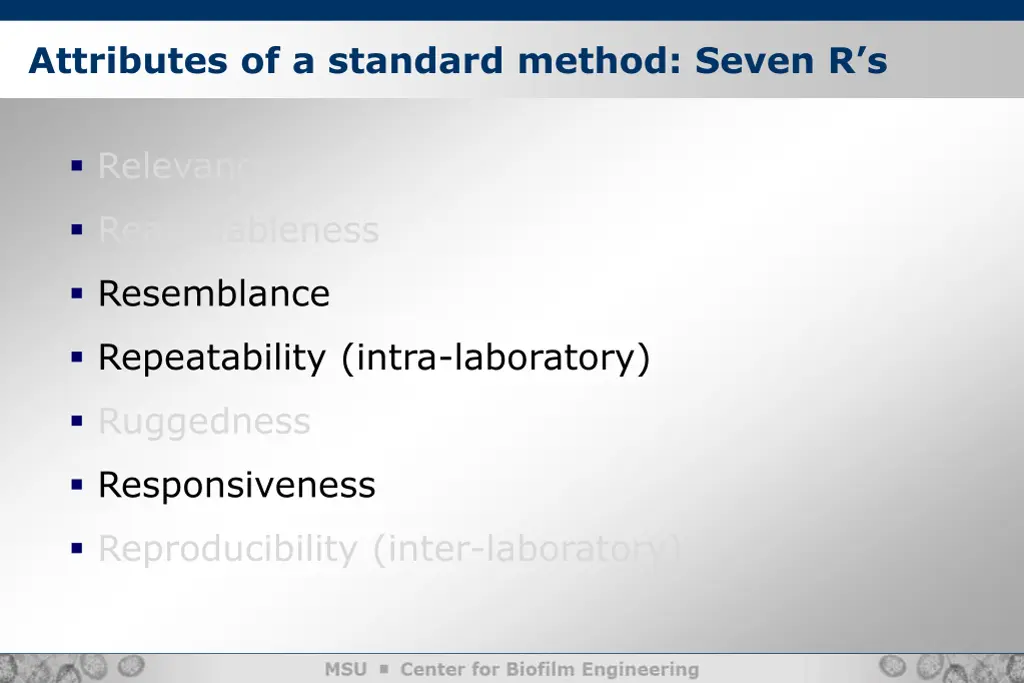 attributes of a standard method seven r s 1