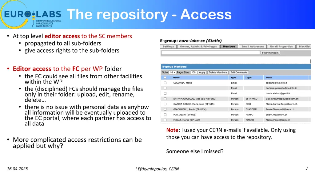 the repository access