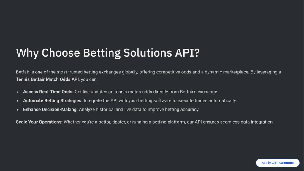 why choose betting solutions api