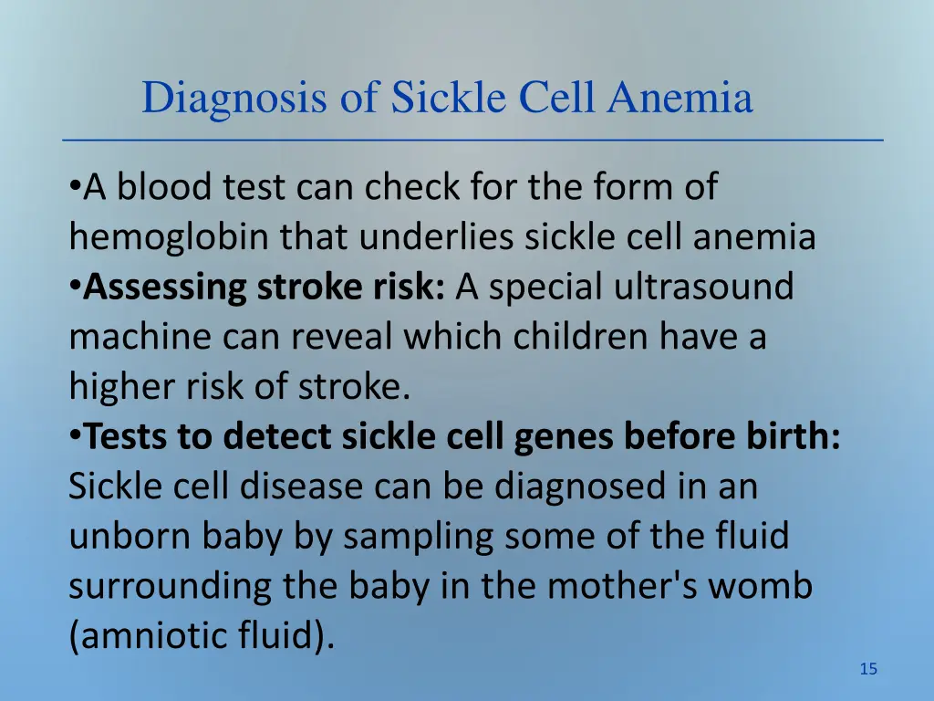 diagnosis of sickle cell anemia
