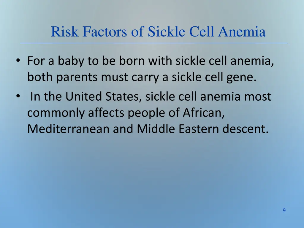 risk factors of sickle cell anemia