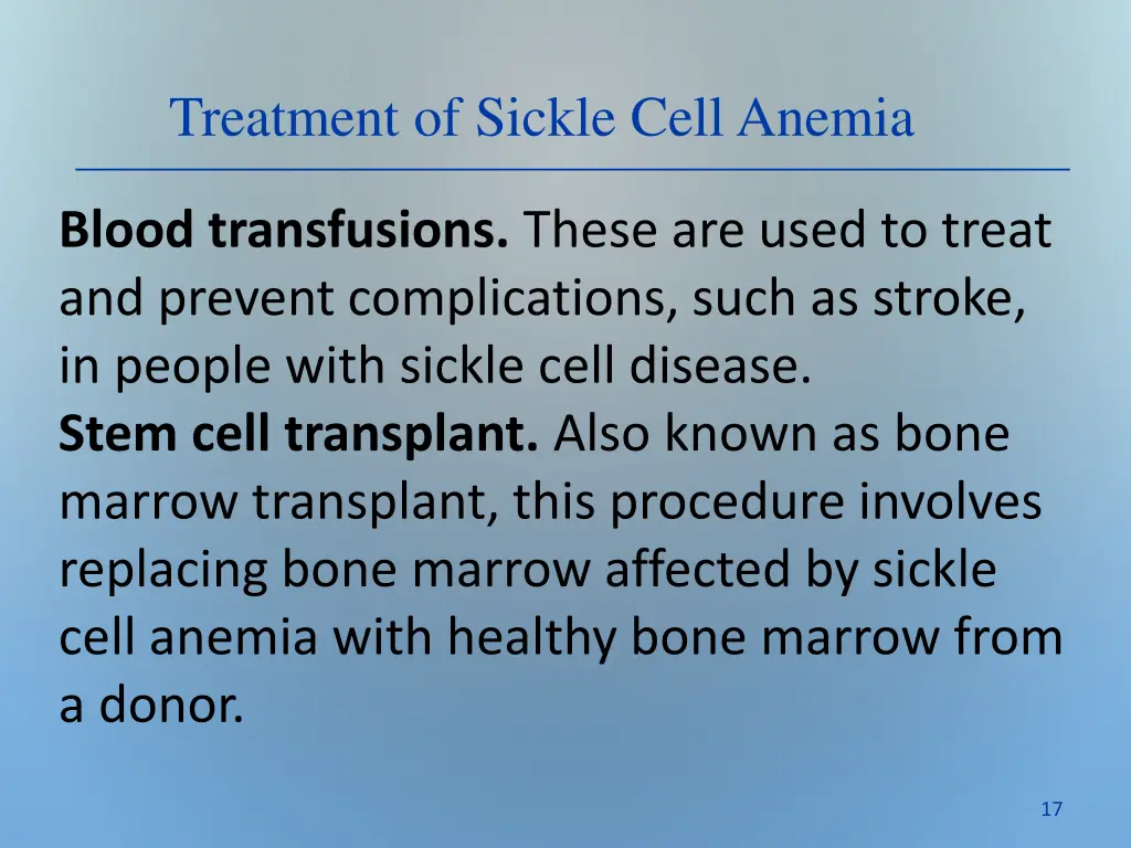 treatment of sickle cell anemia 1