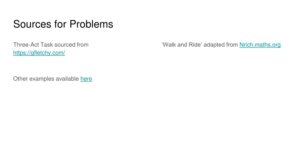 sources for problems