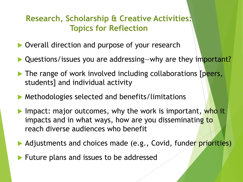 research scholarship creative activities topics