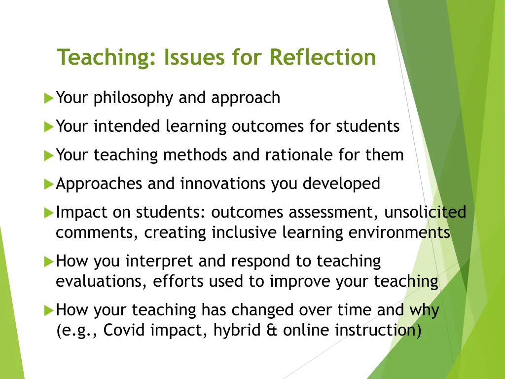 teaching issues for reflection