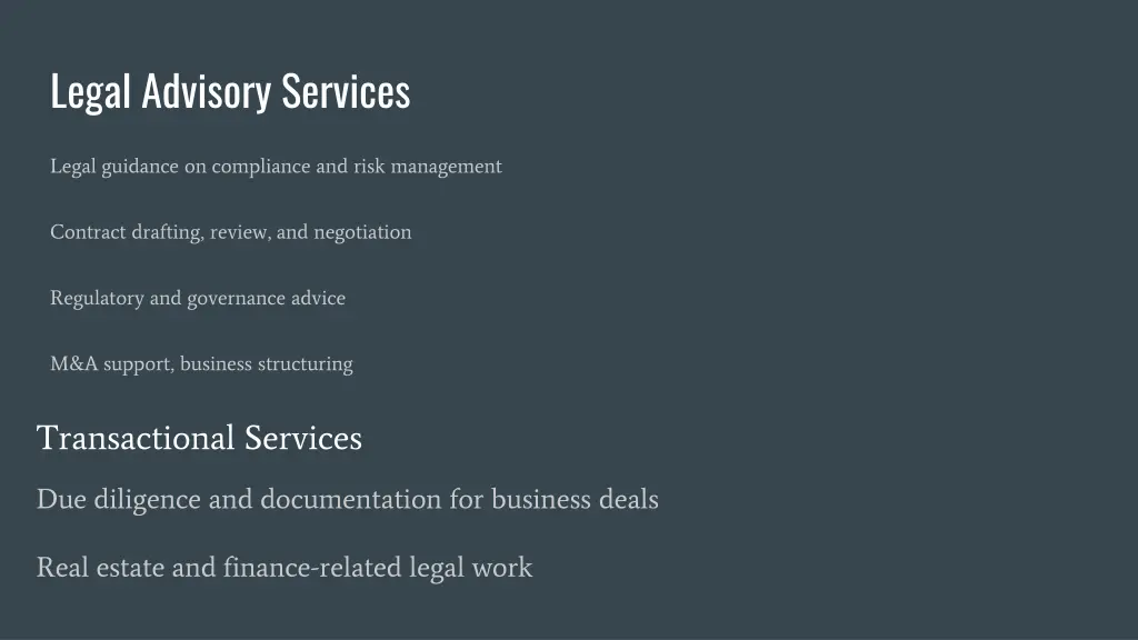 legal advisory services