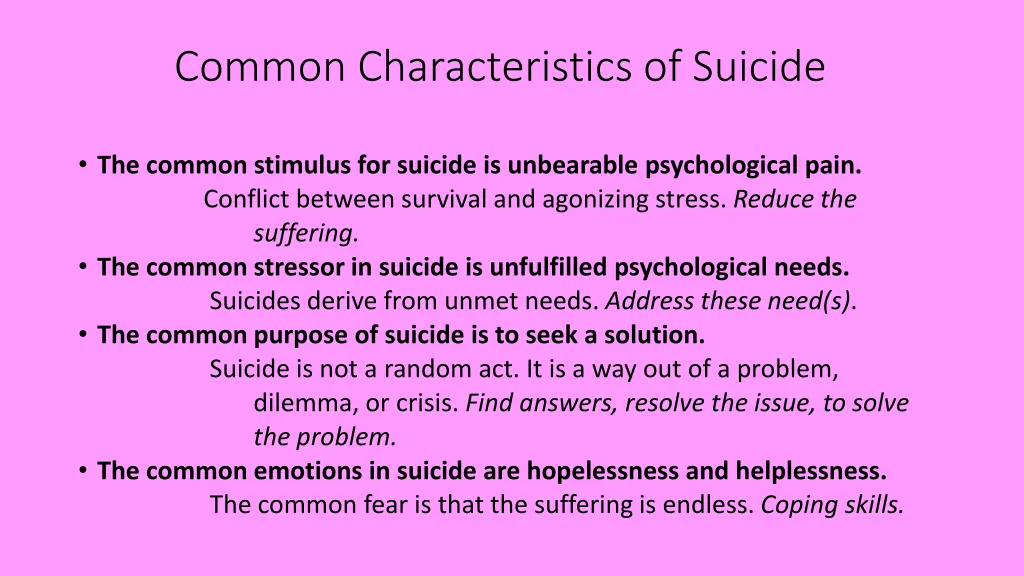 common characteristics of suicide