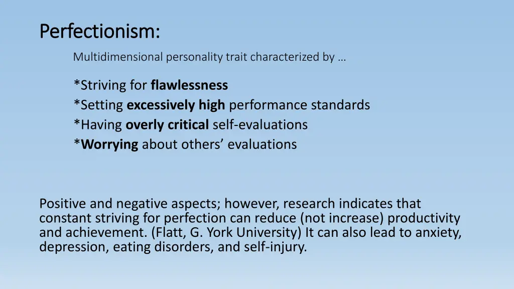 perfectionism perfectionism