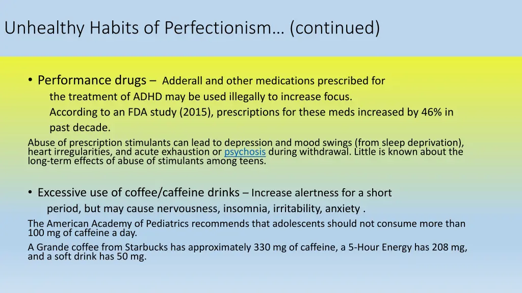 unhealthy habits of perfectionism continued