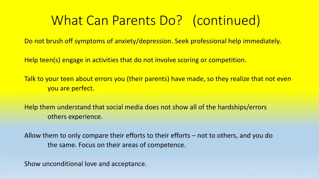 what can parents do continued
