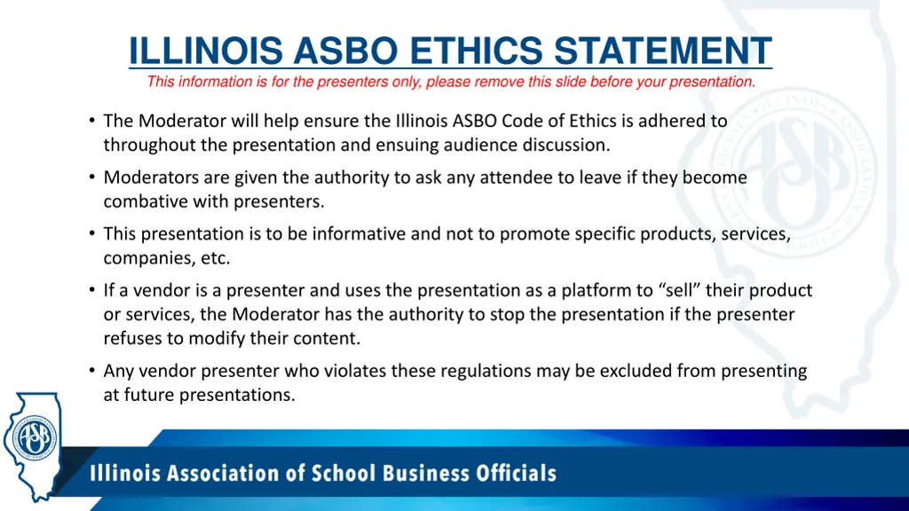 illinois asbo ethics statement this information