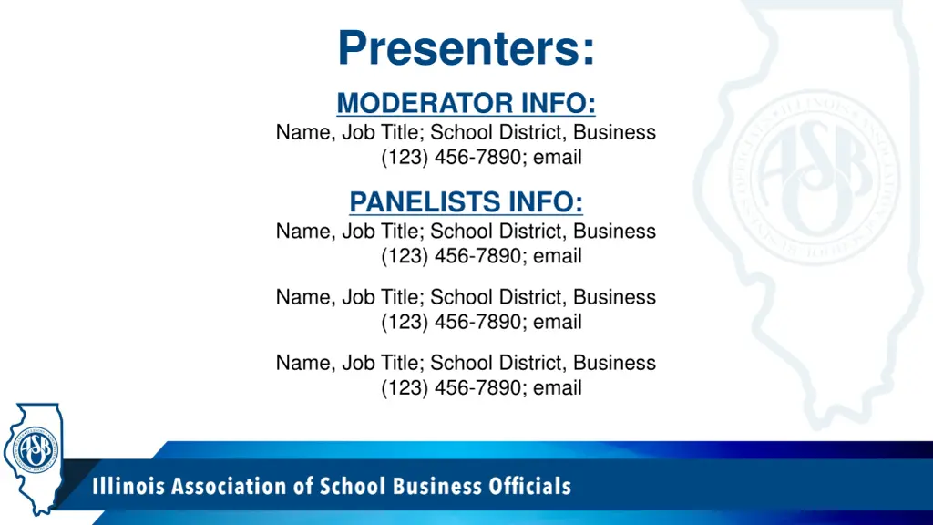 presenters moderator info name job title school
