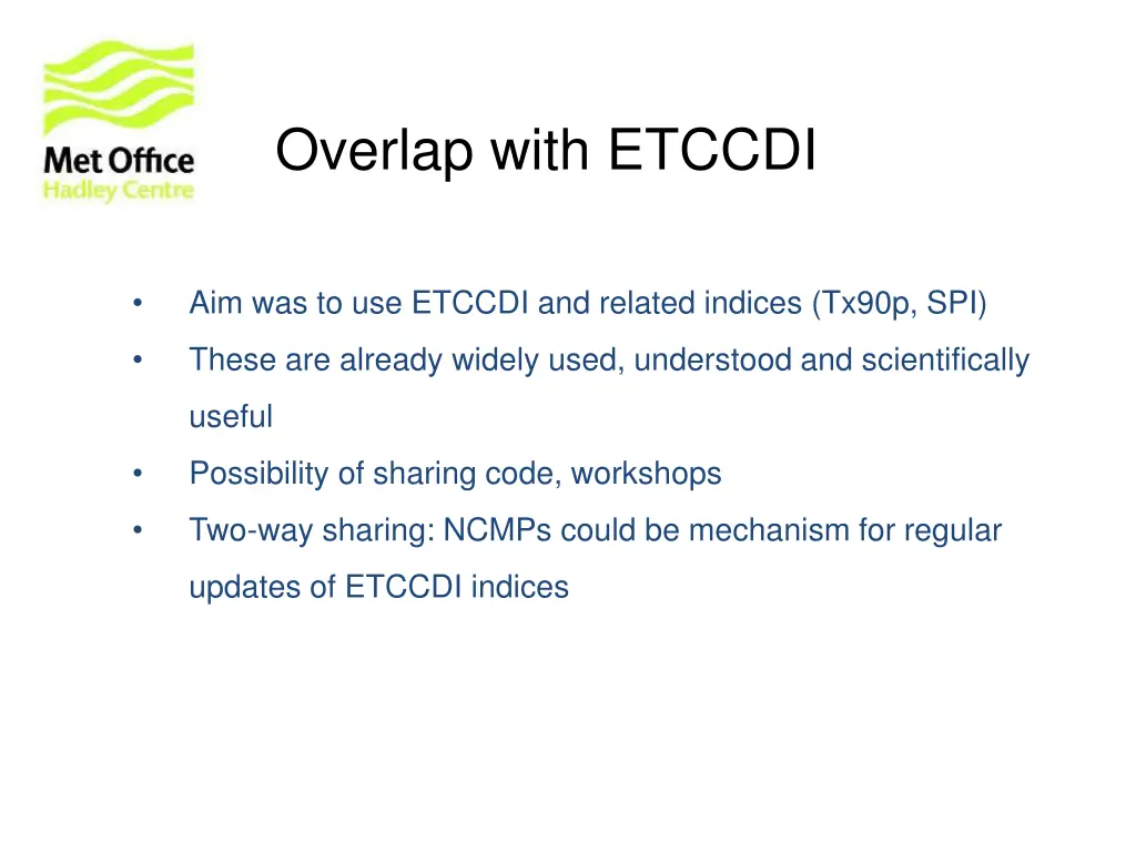overlap with etccdi