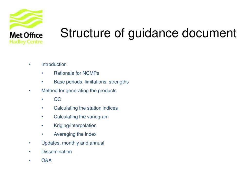 structure of guidance document