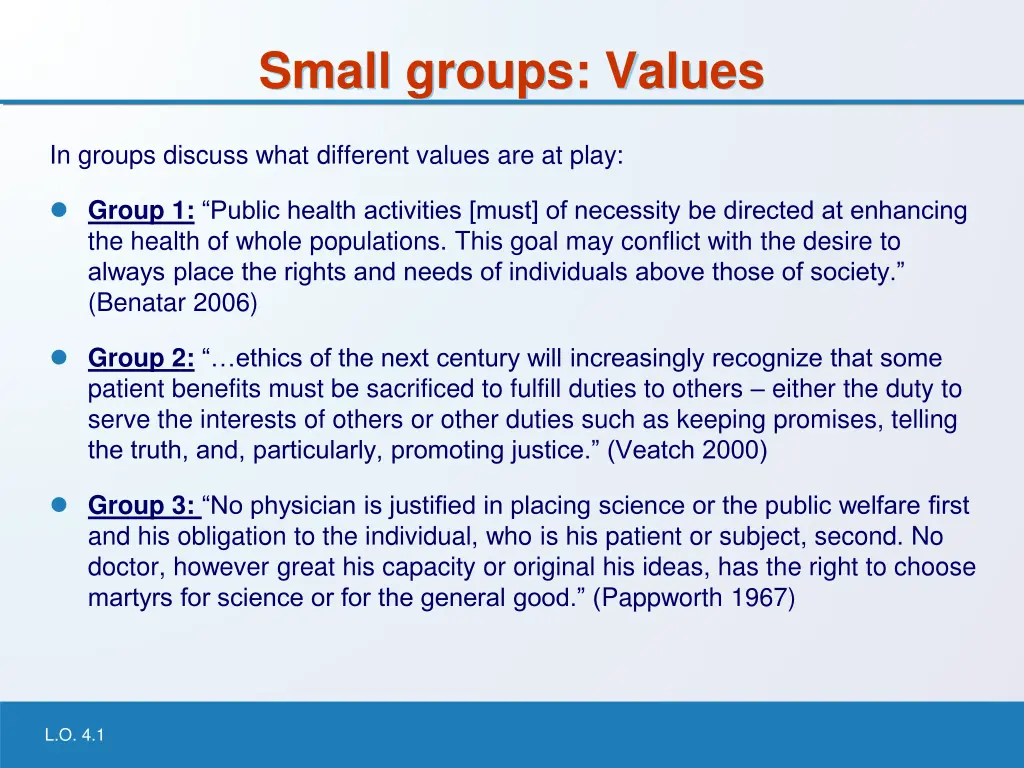 small groups values