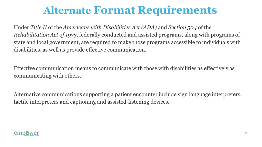 alternate format requirements