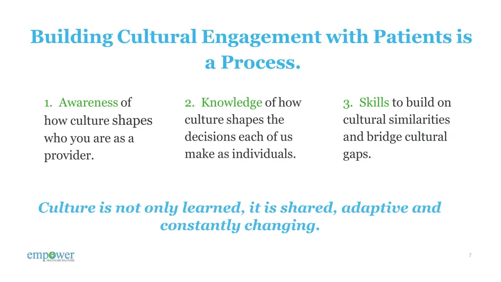 building cultural engagement with patients
