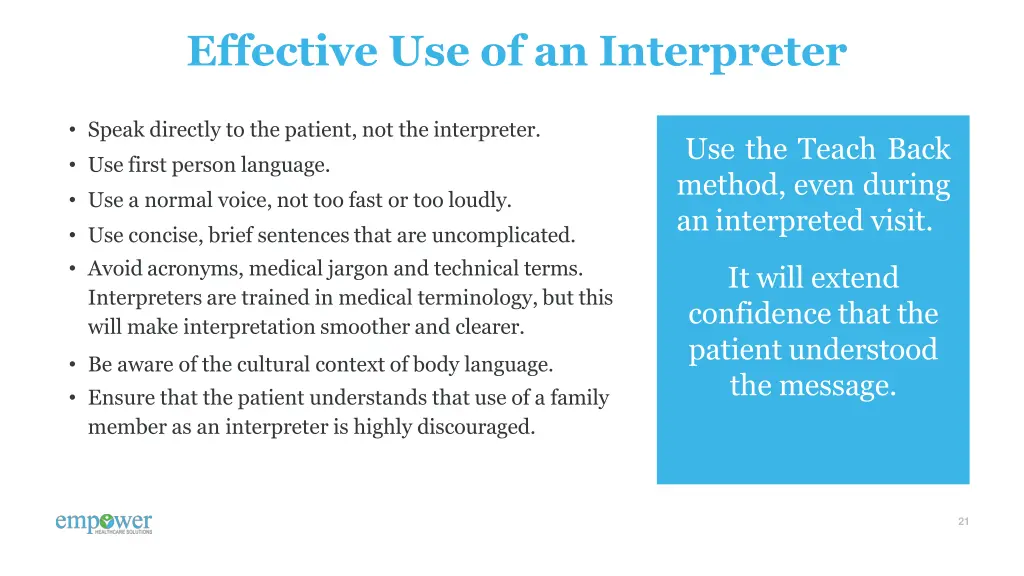 effective use of an interpreter
