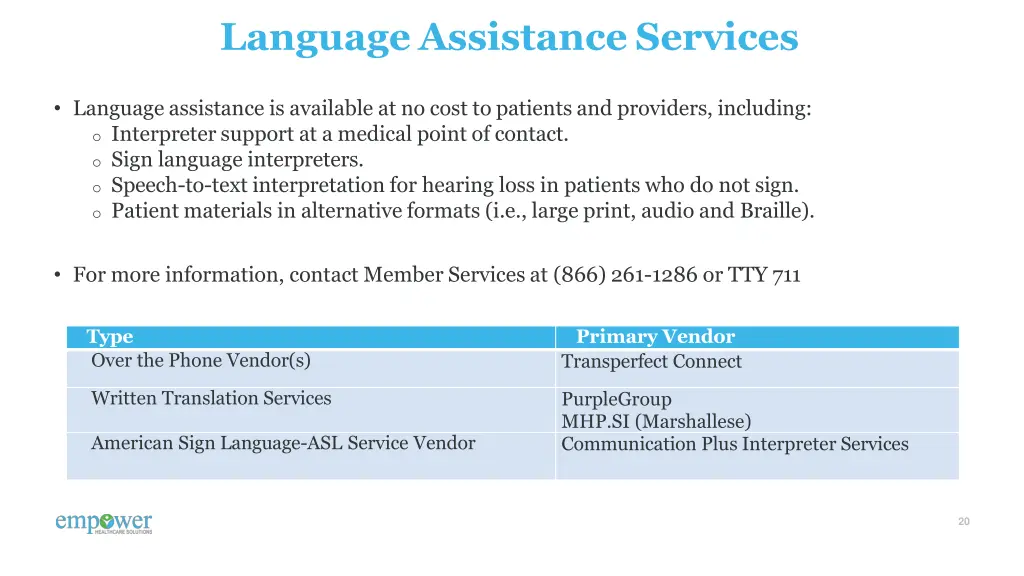 language assistance services