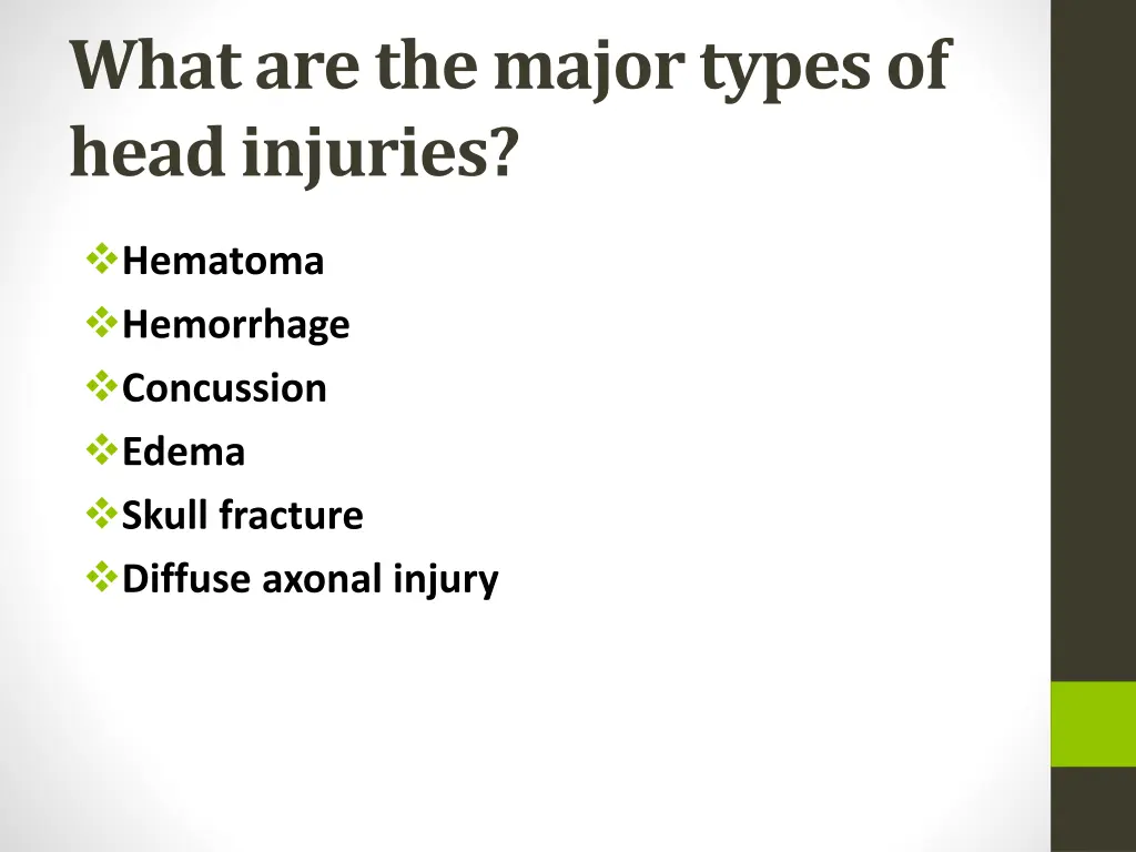 what are the major types of head injuries