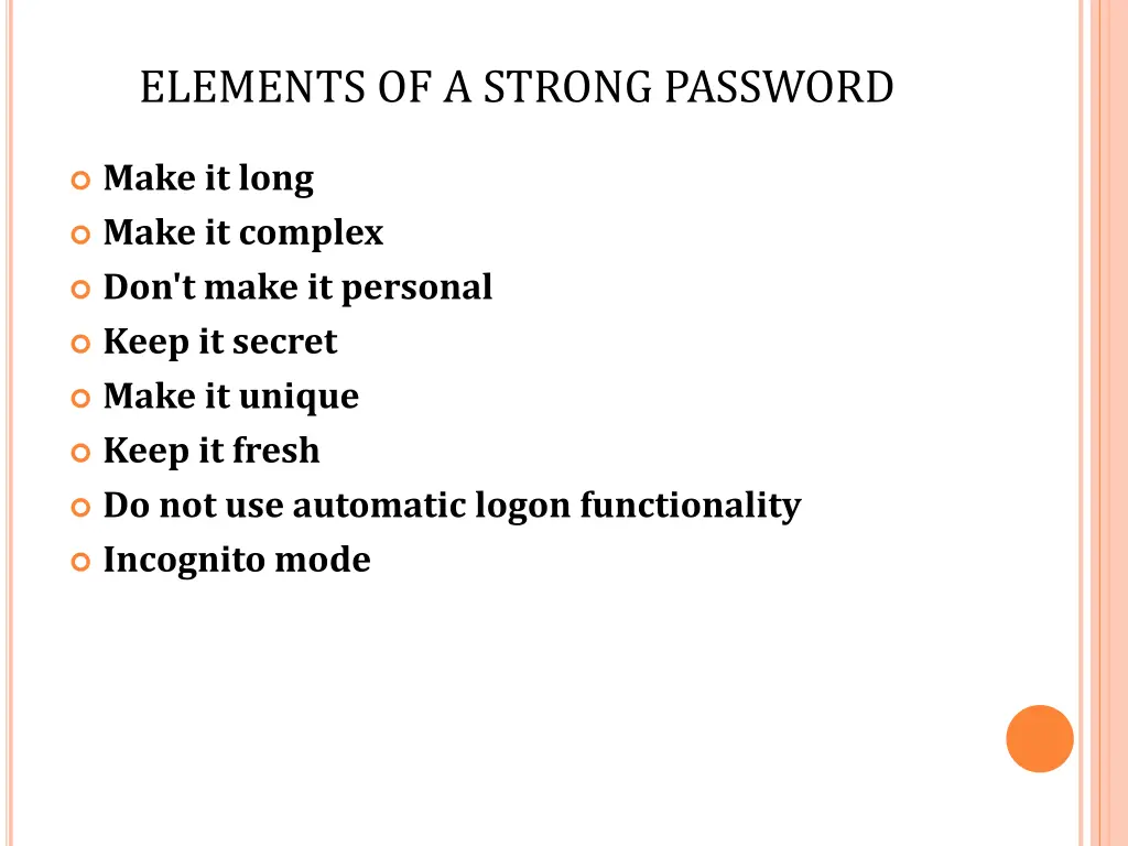 elements of a strong password 8
