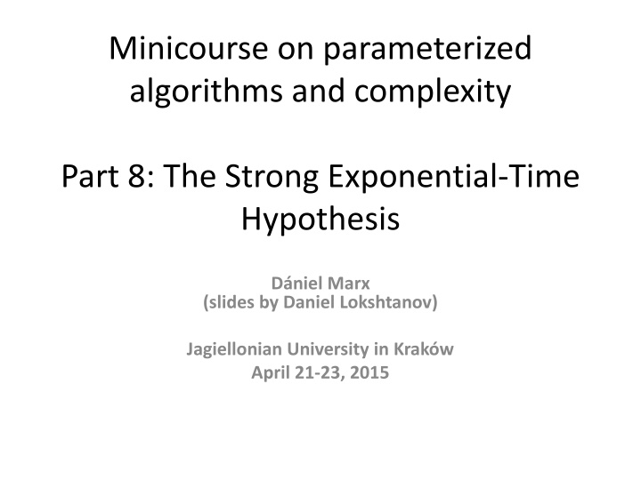 minicourse on parameterized algorithms