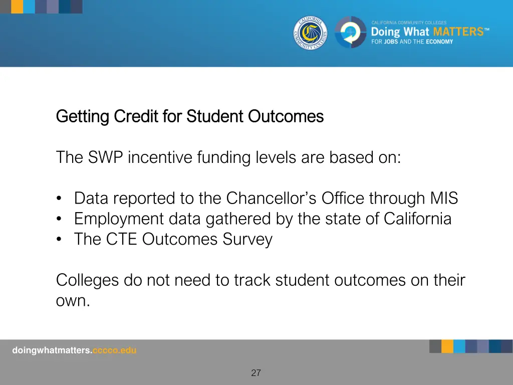getting credit for student outcomes getting