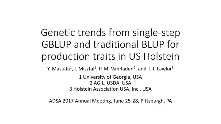genetic trends from single step gblup