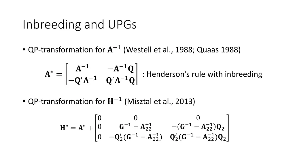 inbreeding and upgs