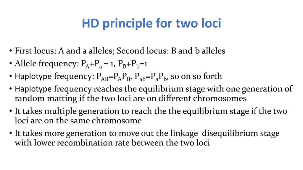hd principle for two loci